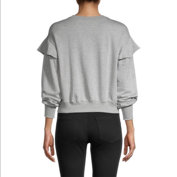 Michael Stars Kacey Ruffle Sweatshirt crop Top brand new Heather gray - Picture 2 of 3